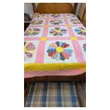Beautiful Colorful Hand Quilted Quilt