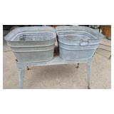 Galvanized Double Tubs w/ Stand