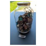 Gallon Jar w/ Lots of Wood Thread Spools