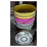 5-Gallon Plastic Buckets + Old Hubcap
