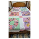 Multicolor Hand Appliqued Quilt Top, (top only)