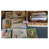 Vintage Greeting Cards (no handwriting) + Basket
