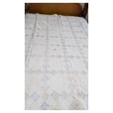 Pale Tones Hand Quilted 9-Patch Quilt