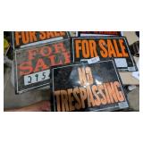 (3) Metal, (1) Plastic For Sale Sign, +