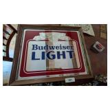 Mirrored Budweiser Light Sign