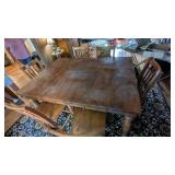 Bar Height Wood Table w/ (6) Chairs (Shows wear)