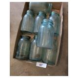 (8) Blue Mason Jars