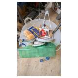 Tub w/ Paint Rollers, Hammer, Mask, & Other