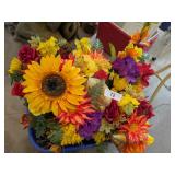 Fall Headstone Saddle w/ Matching Vase Flowers