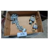 (2) Locks w Key, Lock w/ Small Chain (No Key)