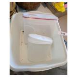 Plastic Tub w/ Plastic Canisters