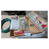 Knife, Coated Wire, Binder Clips, License Plate, +
