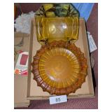 (2) Glass Amber Ashtrays