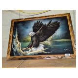 Painted Velvet Eagle Print Wall Art