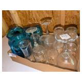 Turquoise Pitcher w/ (2) Glasses & Other