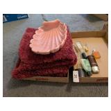 Bathroom Rugs, Pink Dish & Parital Perfumes &