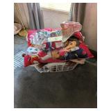 Laundry Basket w/ Plush, Dolls, Crayons & Other