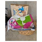 Basket w/ Wooden Train & Other Toys