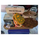 Double Wall Floater Bowl, Wooden Petit Four Tray &