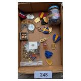 Lapel Pins, Band Medals, Old Buttons, +