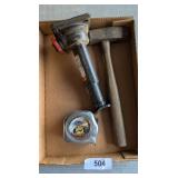 Car Jack, Sledgehammer & Tape Measurer