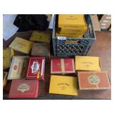 Milk Crate w/ Assorted Cigar Boxes
