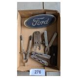 Assorted Multi-Tools, Knives & Ford Emblem