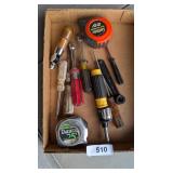 Assorted Screwdrivers & (2) Tape Measures