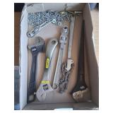 (3) 12" Adjustable Wrenches & Other -