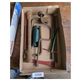 Tire Wrench, Pry Bar, Punch & Vintage Manual Drill