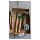 (2) Hammers, Rubber Mallet & Vintage Screwdriver