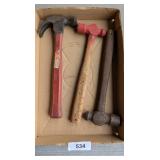 Assorted Hammers - (1) has Genuine Hickory Handle