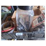 Crate w/ Vintage Doorknobs, Hinges & Parts