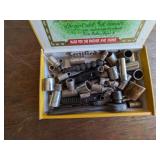 Cigar Box w/ Socket Wrenches & Assorted Sockets