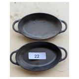 (2) Cast Iron Pioneer Woman Small Oval Skillets