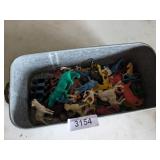 Decorative Metal Tub w/ Plastic Vintage Toys