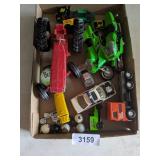 Assorted Toy Cars, Tractor, Beatles Pin &