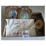 Small Pillow Case, (2) Victorian Prints, +