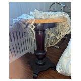 Side Table w/ Particle Board Top & Doily Cover