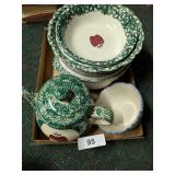 Stoneware Bowls, Lidded Pot, Teapot &