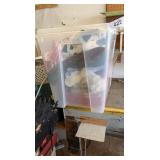 Tote w/ Lid, Tablecloths, Dish Towels & Other