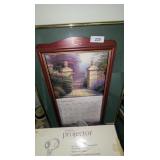 Thomas Kinkade Wood Calendar Holder & (2) Wall Art