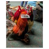 (3) Feather Like Material Rooster Figurines
