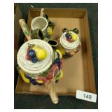 Teapot, Creamer & Sugar Onnieus By Fitz & Floyd