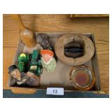 Ashtray, Match Holder, Thermometer, (2) Tractors &
