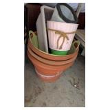 (2) 8" Clay Pots & Other Pots