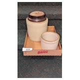 (2) Small Crocks - (1) has a lid
