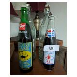 Pepsi Bottle, 7Up Bottle & (2) La Casera Bottles