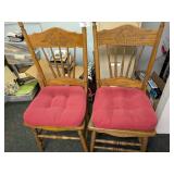 (2) Vintage Oak Dining Chairs w/ Leather Seats