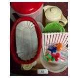 Green Tupperware Canister, Sm. Tupperware Pitcher,